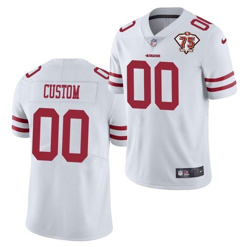 Men's San Francisco 49ers ACTIVE PLAYER Custom 2021 With 75th Anniversary Patch White NFL Limited Stitched Jersey